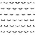 Seamless pattern with cartoon eyelashes. Closed woman eyes on white background. Cute design. Vector