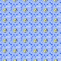 A seamless pattern with cartoon fish and bubbles. Royalty Free Stock Photo