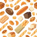 Seamless pattern with cartoon food: bread