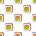 seamless pattern with cartoon funny sushi Royalty Free Stock Photo