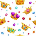 Seamless pattern with cartoon golden king crowns Royalty Free Stock Photo