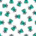 Seamless pattern with cartoon housefly, vector illustration Royalty Free Stock Photo