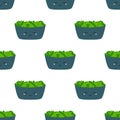 seamless pattern with cartoon kawaii sushi with seaweed Royalty Free Stock Photo