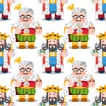Seamless pattern with cartoon kings Royalty Free Stock Photo
