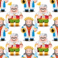 Seamless pattern with cartoon kings Royalty Free Stock Photo