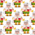 Seamless pattern with cartoon kings. Royalty Free Stock Photo