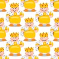 Seamless pattern with cartoon kings. Royalty Free Stock Photo