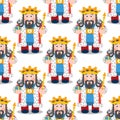 Seamless pattern with cartoon kings. Royalty Free Stock Photo