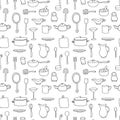 Seamless pattern with cartoon kitchen tools Royalty Free Stock Photo