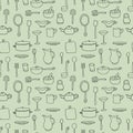 Seamless pattern with cartoon kitchen tools Royalty Free Stock Photo