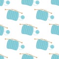 Seamless pattern of cartoon knitting cloth with knitting needles