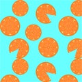 Seamless pattern of cartoon orange slices in modern style
