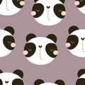 Seamless pattern with cartoon pandas. colorful vector for kids. hand drawing, flat style. Royalty Free Stock Photo
