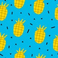 Seamless pattern with cartoon pineapple, decor elements on a neutral background. colorful vector. hand drawing, flat style.