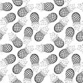 Seamless pattern of cartoon pineapple. Drawing fruit on a white Royalty Free Stock Photo