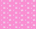 Seamless Pattern of Cartoon Plushie on pink background, seamless background