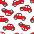 Seamless pattern Cartoon red retro car for kids design,vector illustration for prints, textil on white backgroundd Royalty Free Stock Photo