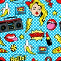 Seamless pattern in cartoon 80s-90s comic style.