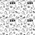 Seamless pattern in cartoon 80s-90s comic style. Royalty Free Stock Photo