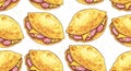 Seamless Pattern of Cartoon Sandwiches on White Background Royalty Free Stock Photo