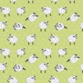 Seamless pattern with cartoon sheeps