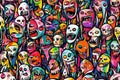 Seamless pattern with cartoon skulls,  Halloween background Royalty Free Stock Photo