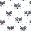 Seamless pattern with cartoon skunk, vector illustration