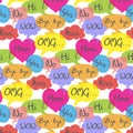 Seamless pattern with cartoon speech bubbles. Royalty Free Stock Photo