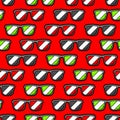 Seamless pattern with cartoon sunglasses.