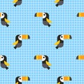 Seamless pattern with cartoon toucans.