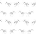 Seamless pattern cartoons monochrome kulik birds stock vector illustration clipart for coloring page