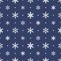 Seamless pattern with carved snowflakes. Flat vector winter background