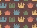 Seamless pattern with castles and fortresses