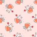 Seamless cat is falling love pattern Royalty Free Stock Photo