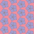 Seamless pattern of Catharanthus roseus hand-drawing style with background in a wild flower concept, illustration Royalty Free Stock Photo