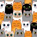 Seamless pattern with cats. Background with gray, white, black, ginger and siamese kittens Royalty Free Stock Photo