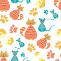 Seamless pattern with cats,mice, Royalty Free Stock Photo