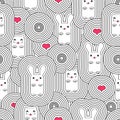 Seamless pattern with cats and rabbits Royalty Free Stock Photo