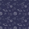 Seamless pattern with cats in space