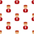 Concierge Man Avatar Seamless Pattern