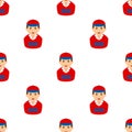 Delivery Boy Avatar Icon Seamless Pattern