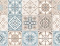 Seamless pattern. Ceramic tiles with geometric patterns. Material for interior in natural color. Texture of building materials. Royalty Free Stock Photo