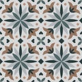 Seamless pattern of ceramic tiles in vintage style, nature color palette