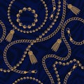 Seamless pattern of chains on the dark background