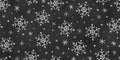 Seamless Pattern of Chalk Drawn Sketches White Snowflakes on Chalkboard Backdrop. Stylized Grunge Endless Motif Royalty Free Stock Photo