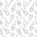 Seamless pattern with champagne and wine bottles silhouette. Royalty Free Stock Photo