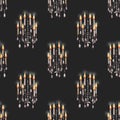 Seamless pattern of the chandeliers with candles