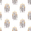 Seamless pattern of the chandeliers with candles