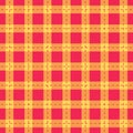 Seamless pattern check plaid fabric texture. Red with orange color Vector illustration. Royalty Free Stock Photo