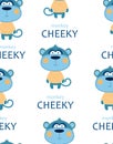 Seamless pattern with cheeky monkey Royalty Free Stock Photo